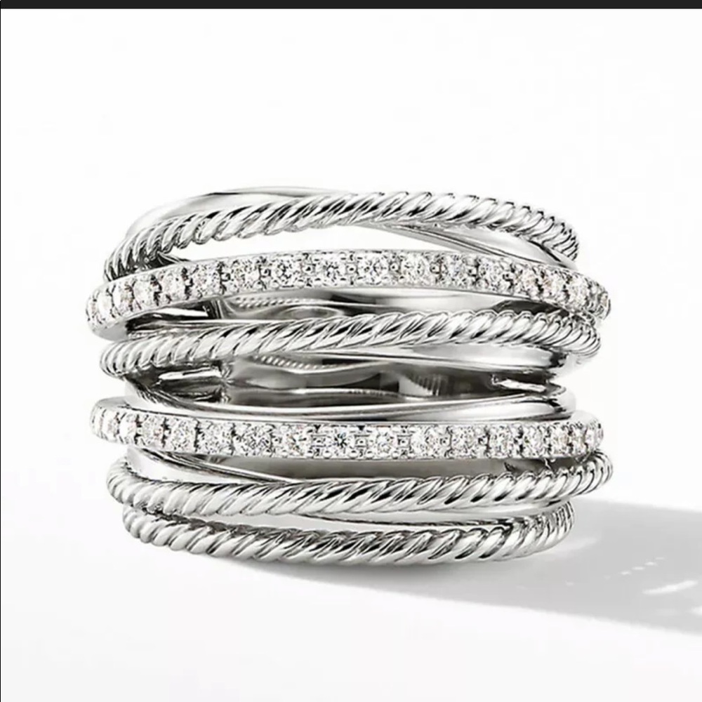 New Luxury Women’s 925 Silver Diamond Ring - Picture 2 of 4